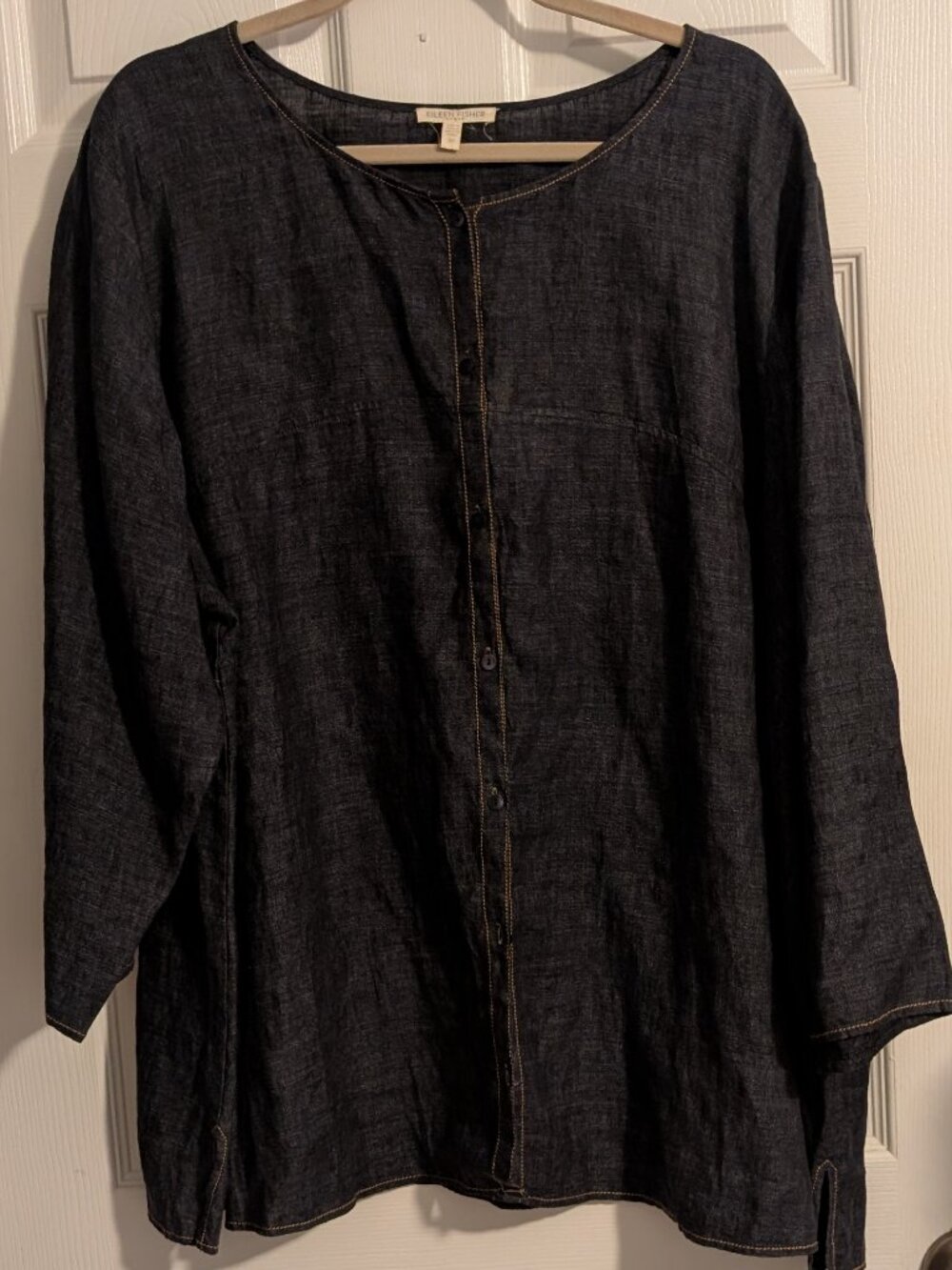 Eileen Fisher - dark denim colored linen tunic - 3x